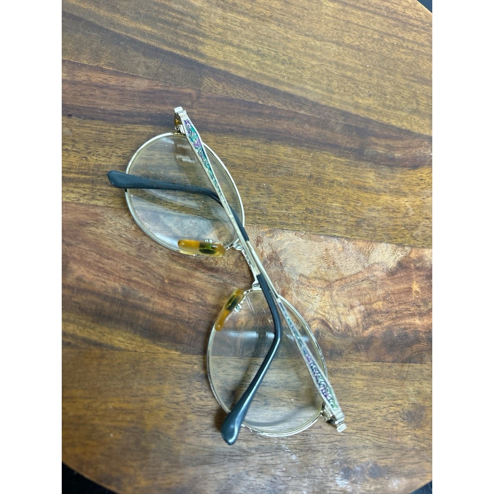 Vintage‎ Multicolor/Gold Savvy Unique Round Metal Scrollwork Frame Eyeglasses - Picture 3 of 9